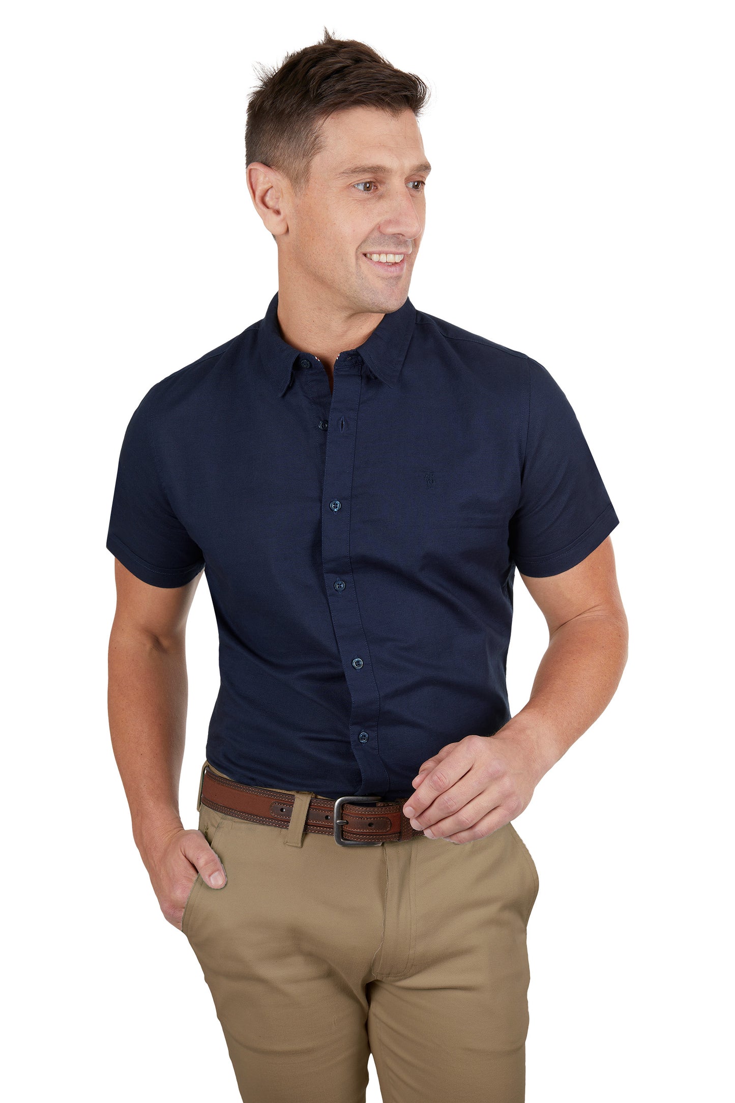 MENS LINEN TAILORED SS SHIRT