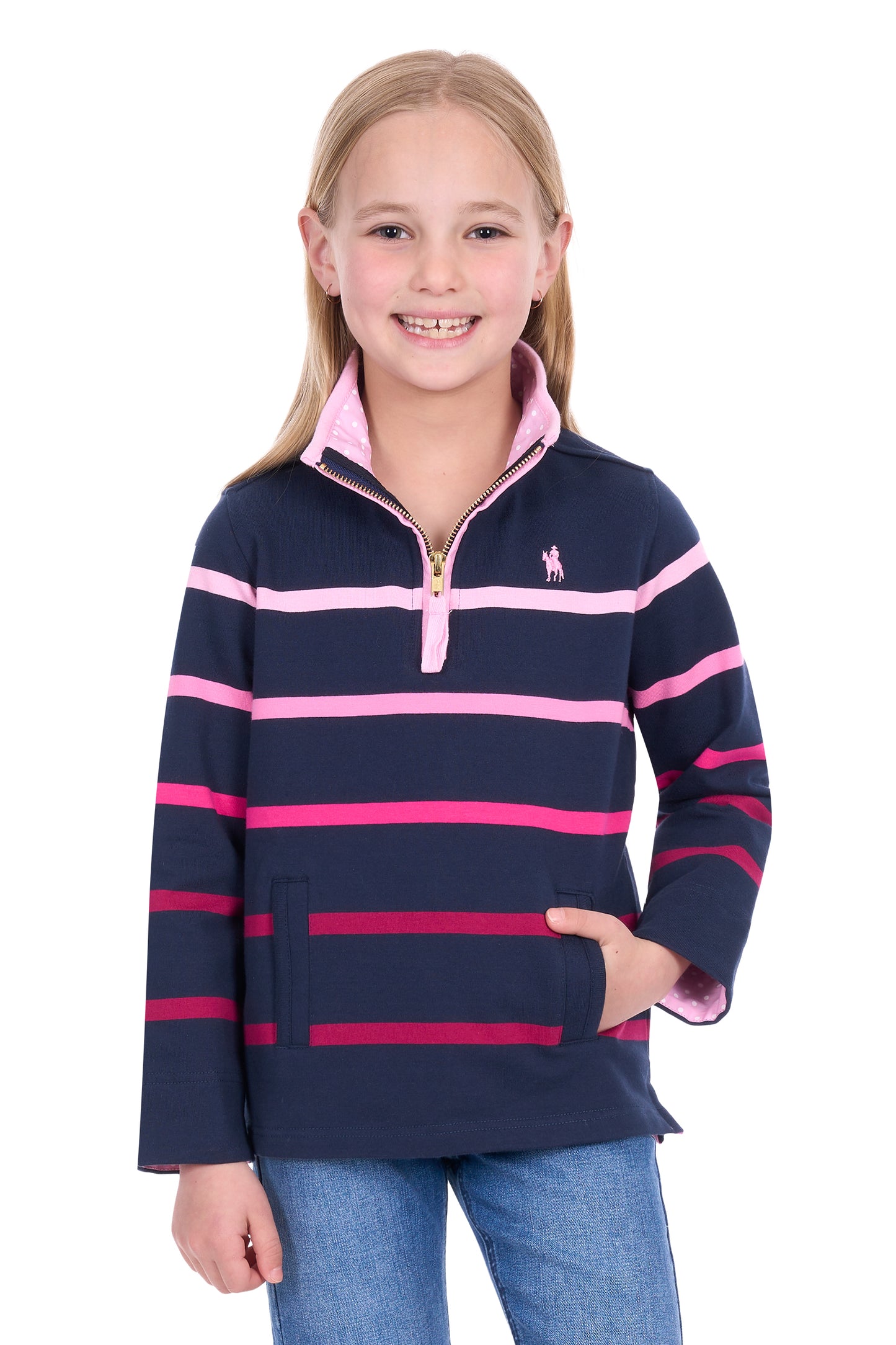GIRLS GEMMA 1/4 ZIP RUGBY
