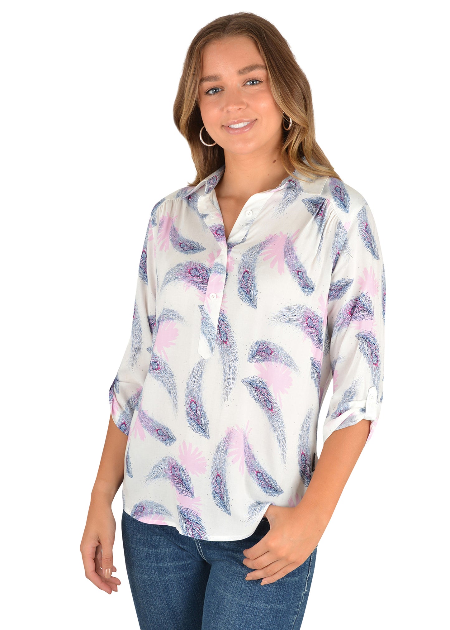 REBECCA PRINT 3/4 SLEEVE SHIRT