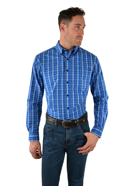 ADDITION CHECK BUTTON LS SHIRT