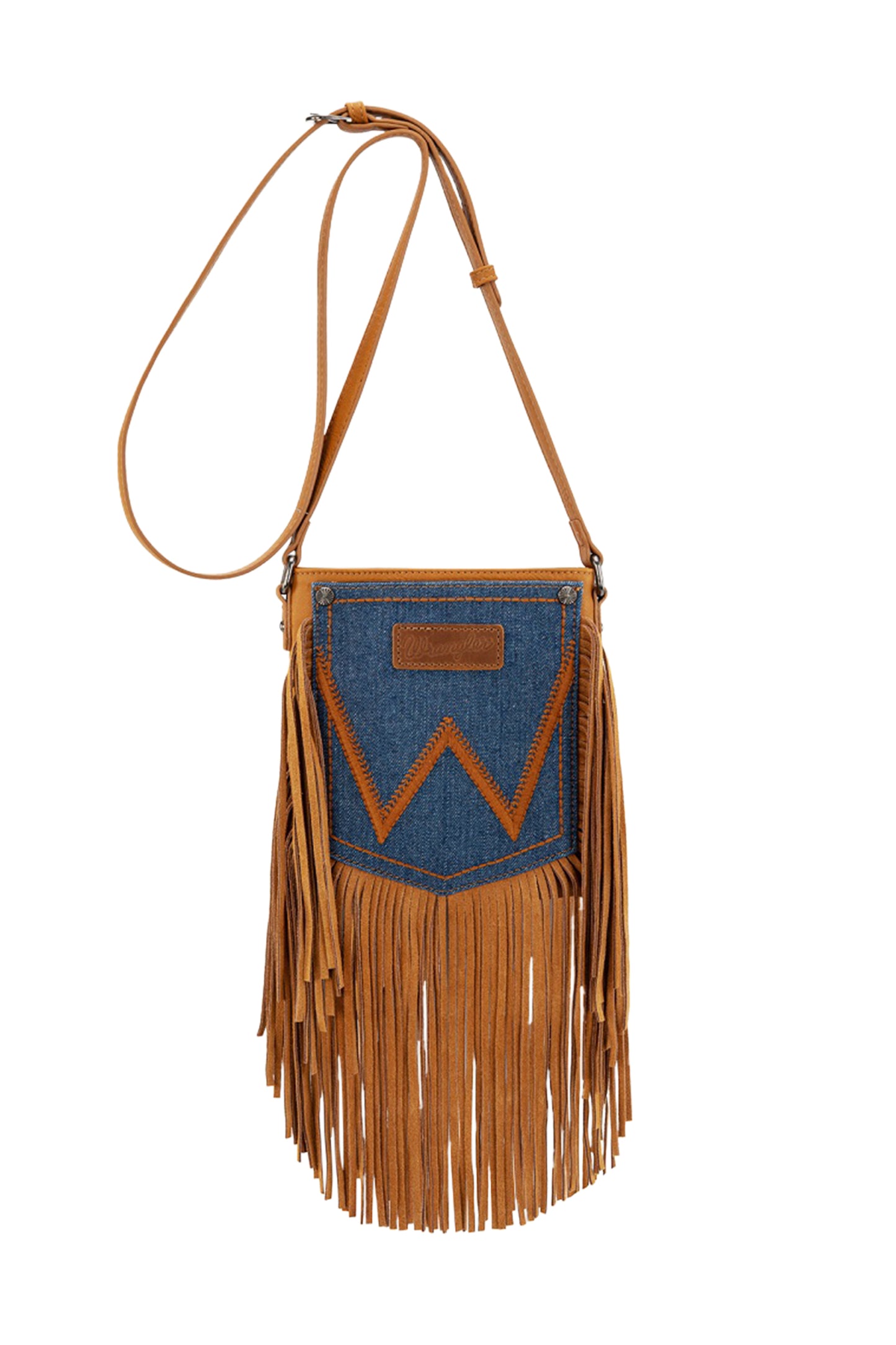 DENIM POCKET FRINGE BAG