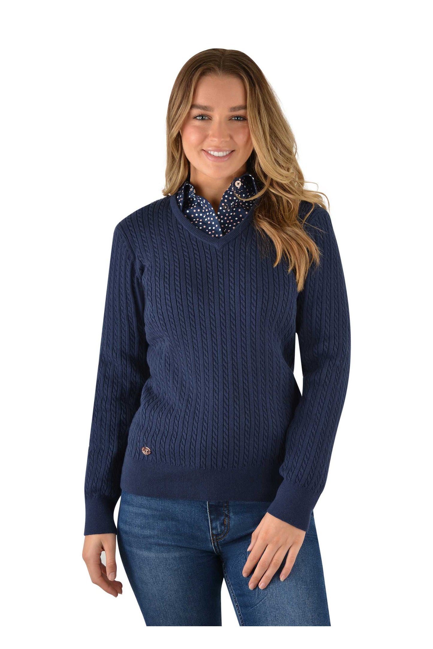 V-NECK FINE CABLE JUMPER