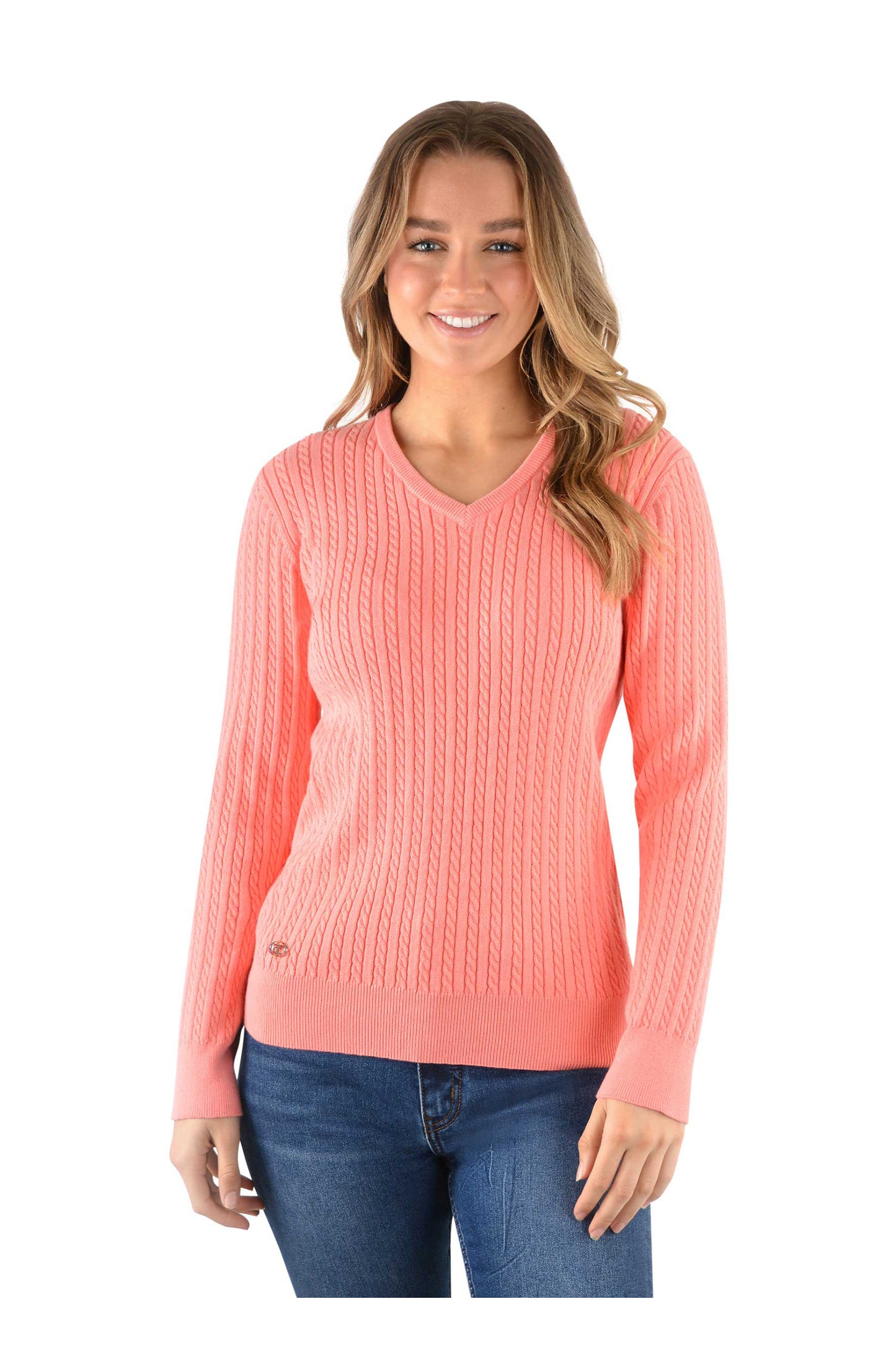 V-NECK FINE CABLE JUMPER
