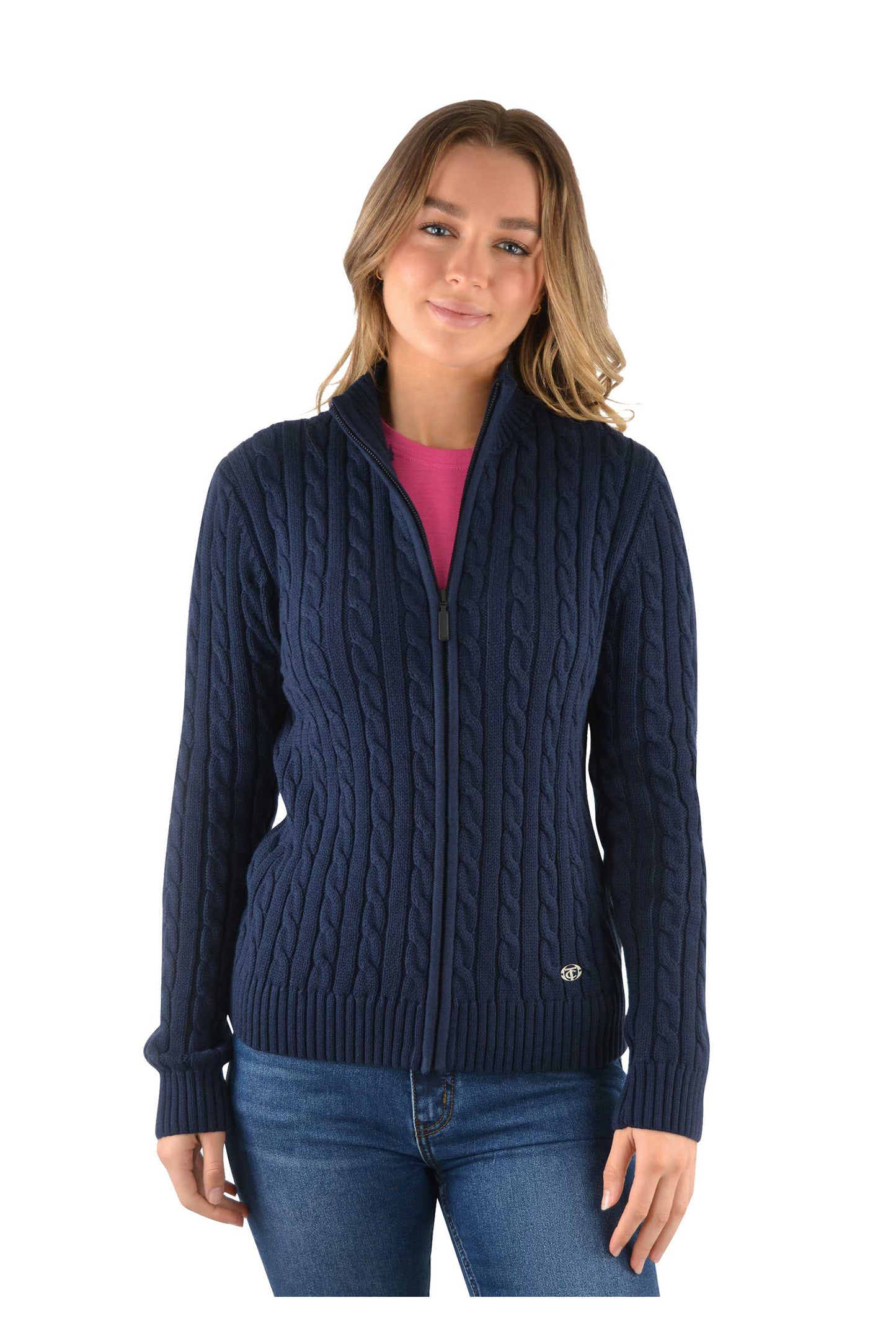 ZIP THRU CABLE CARDIGAN